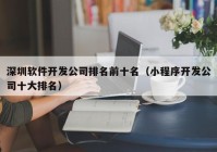 深圳软件开发公司排名前十名（小程序开发公司十大排名）