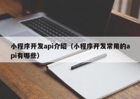 小程序开发api介绍（小程序开发常用的api有哪些）