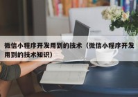 微信小程序开发用到的技术（微信小程序开发用到的技术知识）