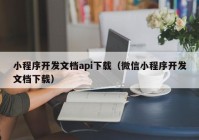 小程序开发文档api下载（微信小程序开发文档下载）