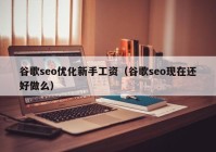 谷歌seo优化新手工资（谷歌seo现在还好做么）