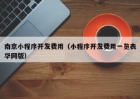 南京小程序开发费用（小程序开发费用一览表华网版）