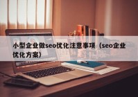 小型企业做seo优化注意事项（seo企业优化方案）