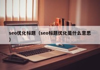 seo优化标题（seo标题优化是什么意思）