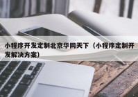 小程序开发定制北京华网天下（小程序定制开发解决方案）