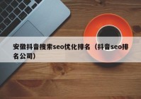 安徽抖音搜索seo优化排名（抖音seo排名公司）