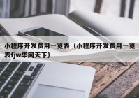 小程序开发费用一览表（小程序开发费用一览表fjw华网天下）