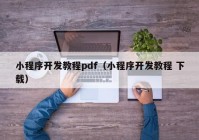 小程序开发教程pdf（小程序开发教程 下载）