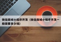 微信商城小程序开发（微信商城小程序开发一般需要多少钱）