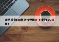 潍坊抖音seo优化快速排名（抖音SEO优化）