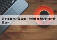 前十小程序开发公司（小程序开发公司排行榜前10）