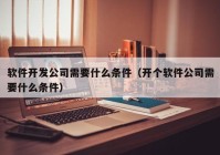 软件开发公司需要什么条件（开个软件公司需要什么条件）